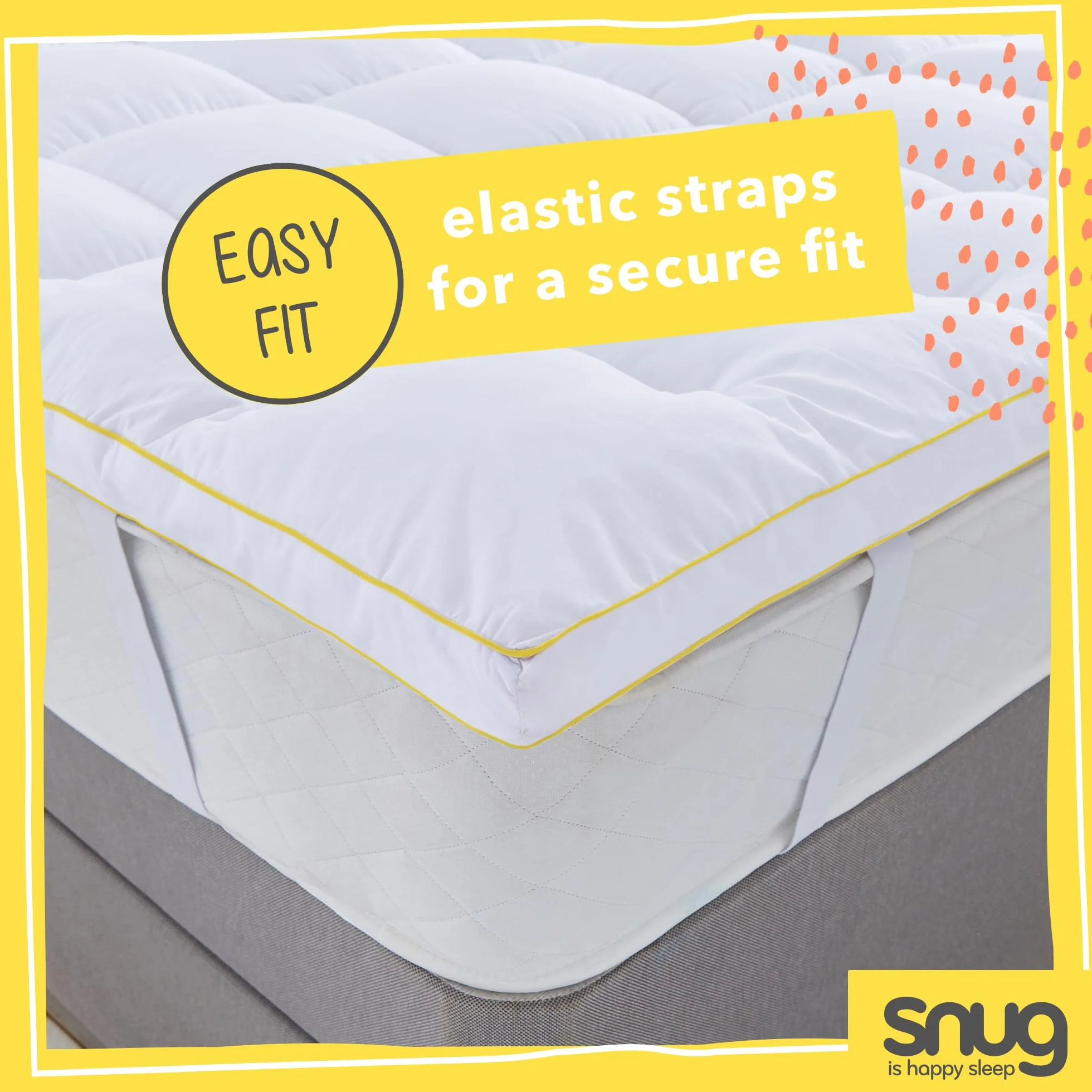 Snug Deeply Dreamy - Cubrecolchón para Cama Doble, 10 cm, Extra Grueso, con Correas elásticas, Acolchado, cómodo, súper Suave, hipoalergénico, Lavable a máquina, Doble, 190 x 135 cm