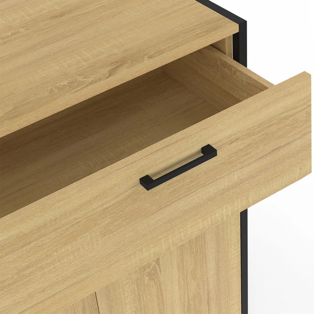 IDMarket - Aparador de 100 cm, 3 puertas y 1 cajón, diseño industrial