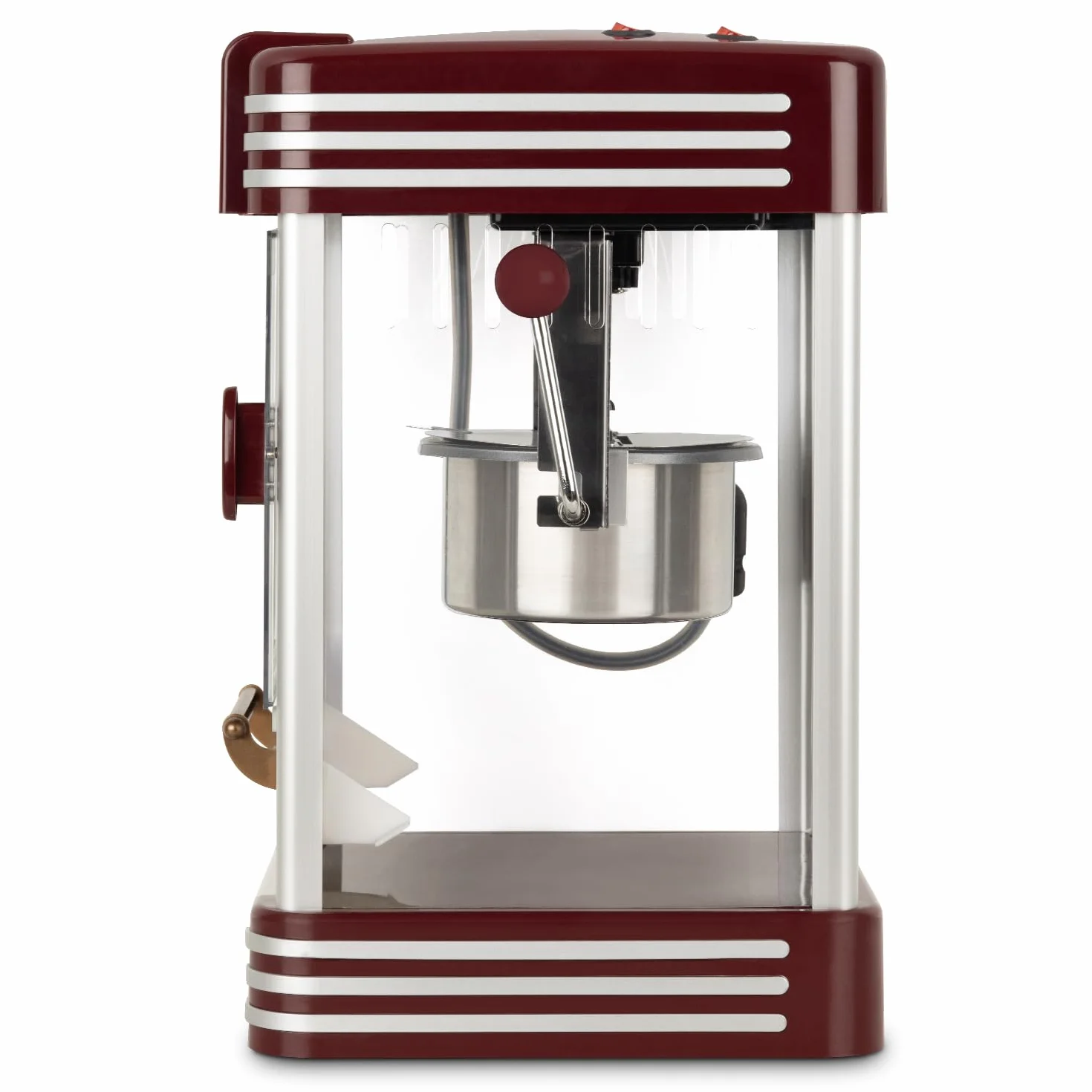 H.Koenig POP330 Maquina para Hacer Palomitas, Diseño Retro, Luz de Mantenimiento de Calor, Capacidad de Cacerola 50g en Acero Inoxidable, Puerta Magnetica, 360w