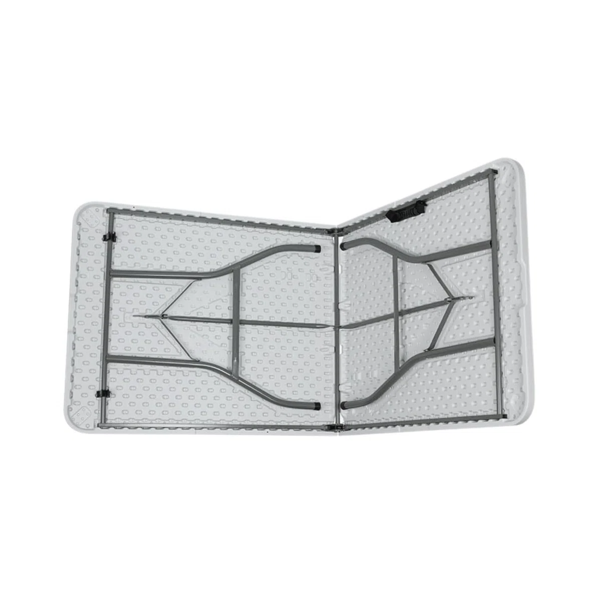 Dayron Mesa de Catering y Camping Plegable Portátil Rectangular 122cm, 150cm, 180cm, 240cm | Multiusos: Camping, Eventos en Espacios Exteriores o Interiores | Resina Blanca y Patas de Acero