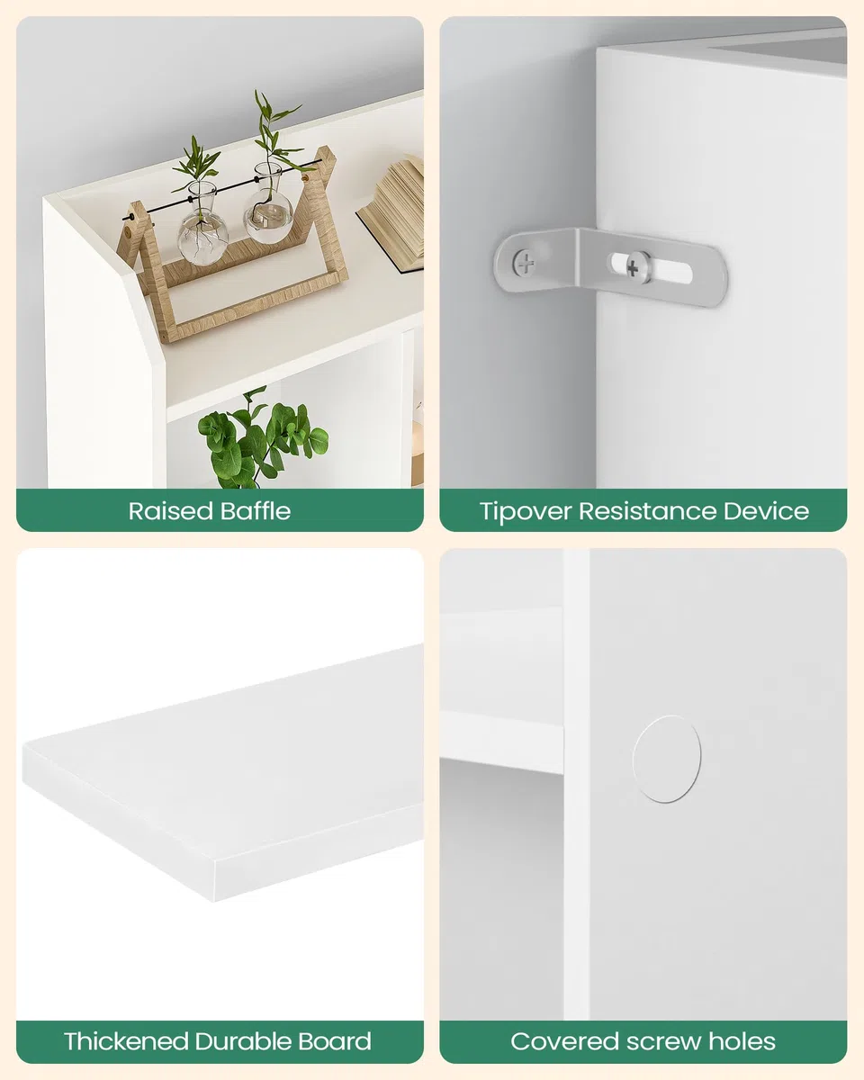Hzuaneri Libreria de 6 Niveles, Estanteria para Libros de 10 Cubos, 24 x 80 x 170 cm, para Oficina, Salón, Estudio, Blanco BC22803X