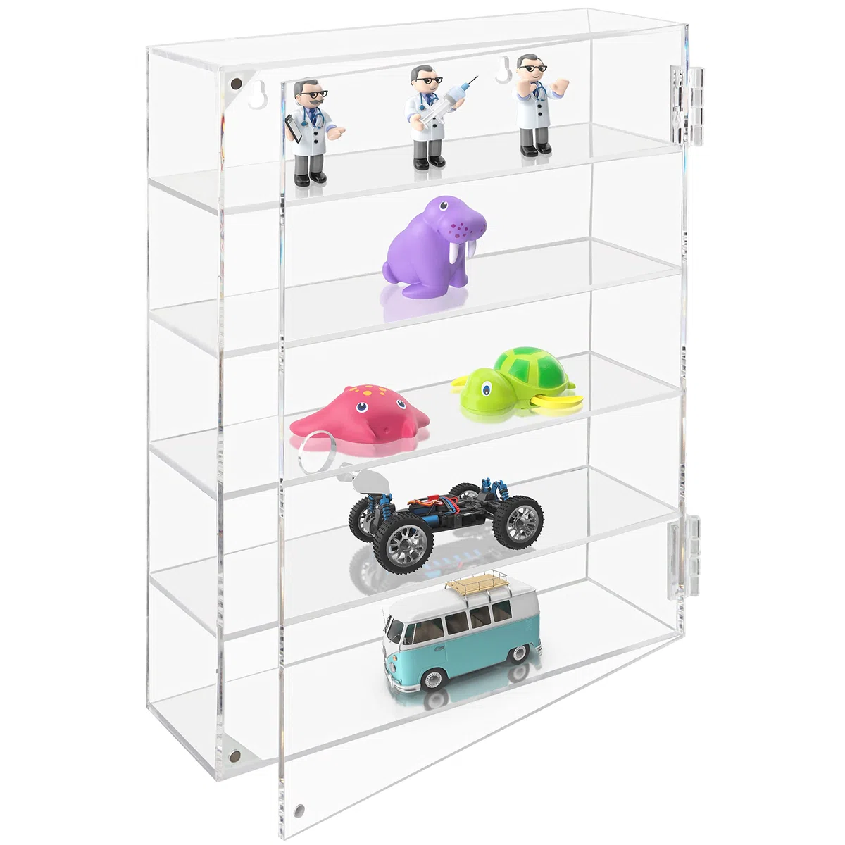 Belle Vous Vitrina Expositora para Colecciones con 5 Niveles de Acrílico Transparente - 27,5 x 7,5 x 35,7 cm - Estantes de Pared para Vasos de Chupitos, Figuras - Vitrinas para Colecciones de Rocas