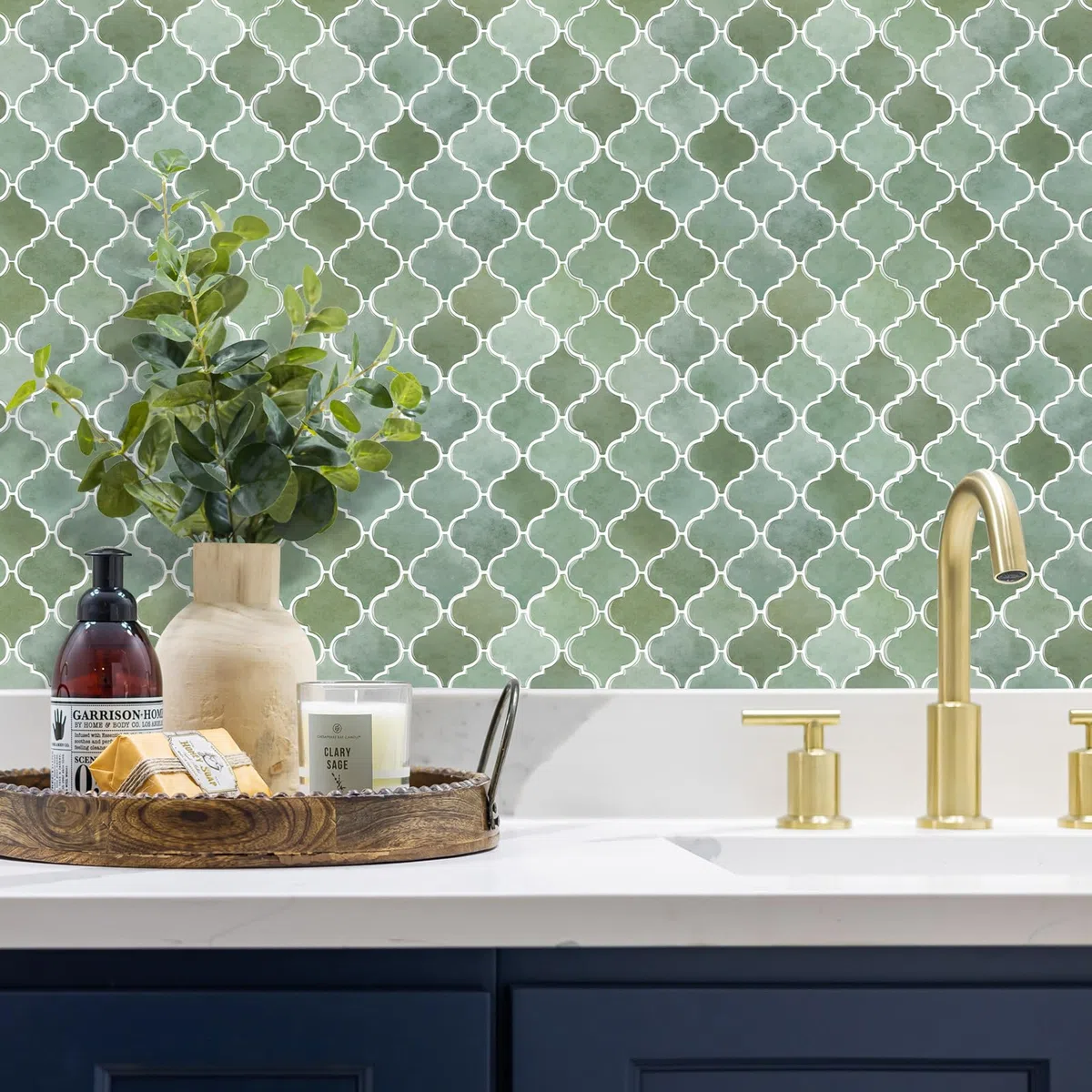 Azulejos Arabesque para Despegar y Pegar para Cocina, Azulejos De Pared De Diseño más Grueso, 10 Hojas 3D Autoadhesivas, Azulejo Verdes De 12 X 12 Pulgadas para Cocina y Baño
