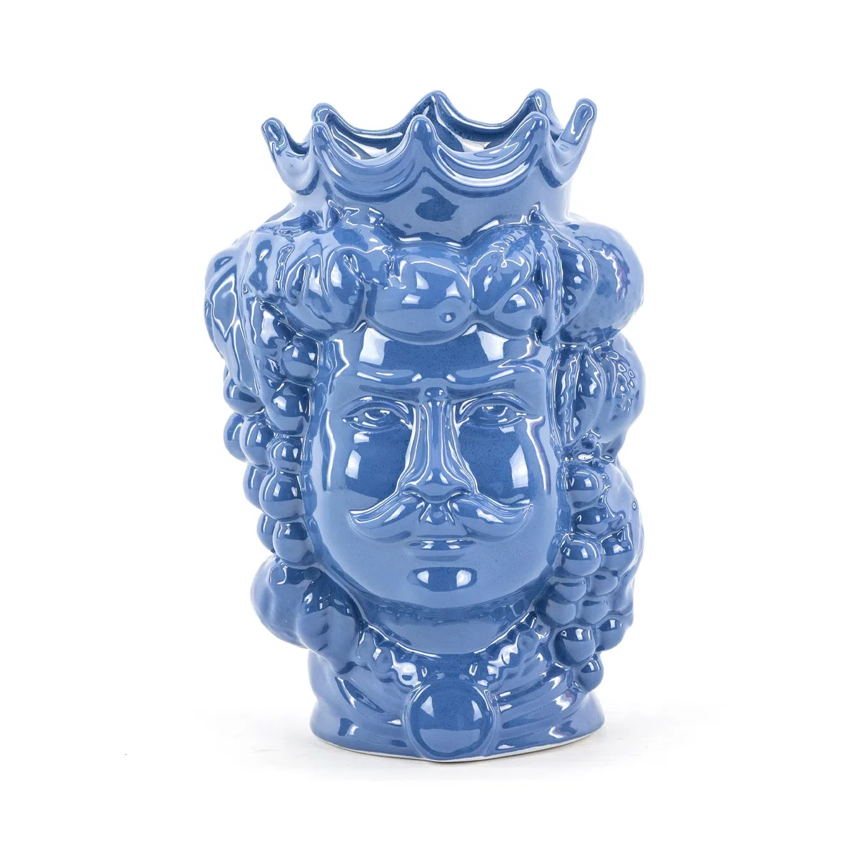 CEAR ceramiche – Cabeza de moro hombre H cm 25 cm, azul de cerámica de Caltagirone hecha a mano