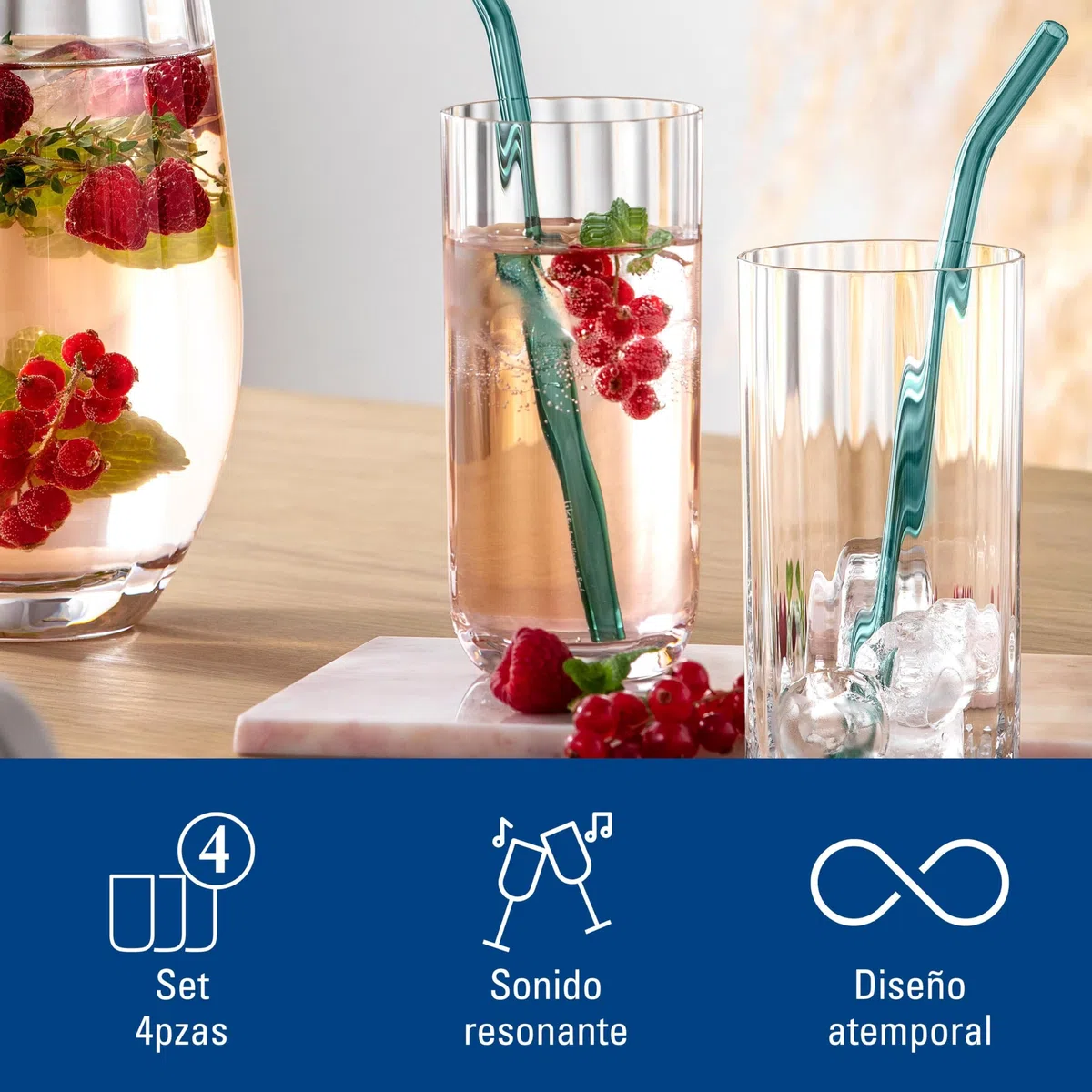 Villeroy & Boch - Vaso de tubo Rose Garden, set de 4, 300 ml, cristal