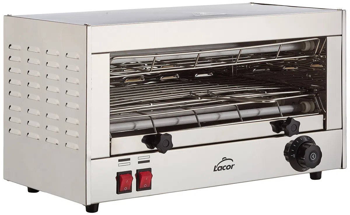 Lacor 69172 Tostador Eléctrico Horizontal Parrilla Simple, Gris, 2400 W