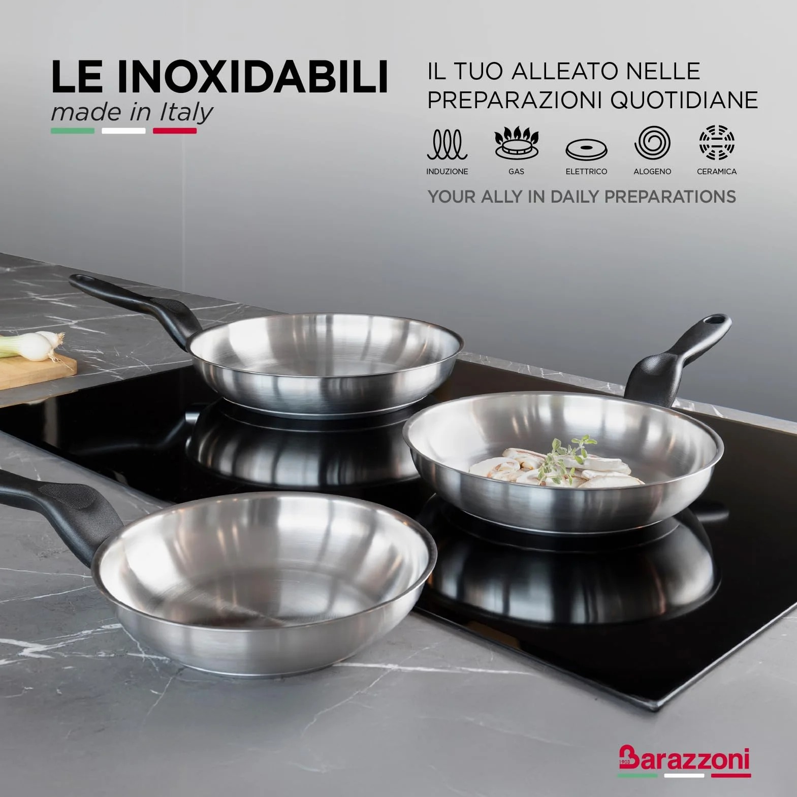 Barazzoni I Inoxidabili Wok, Acero, Plata, 28 cm
