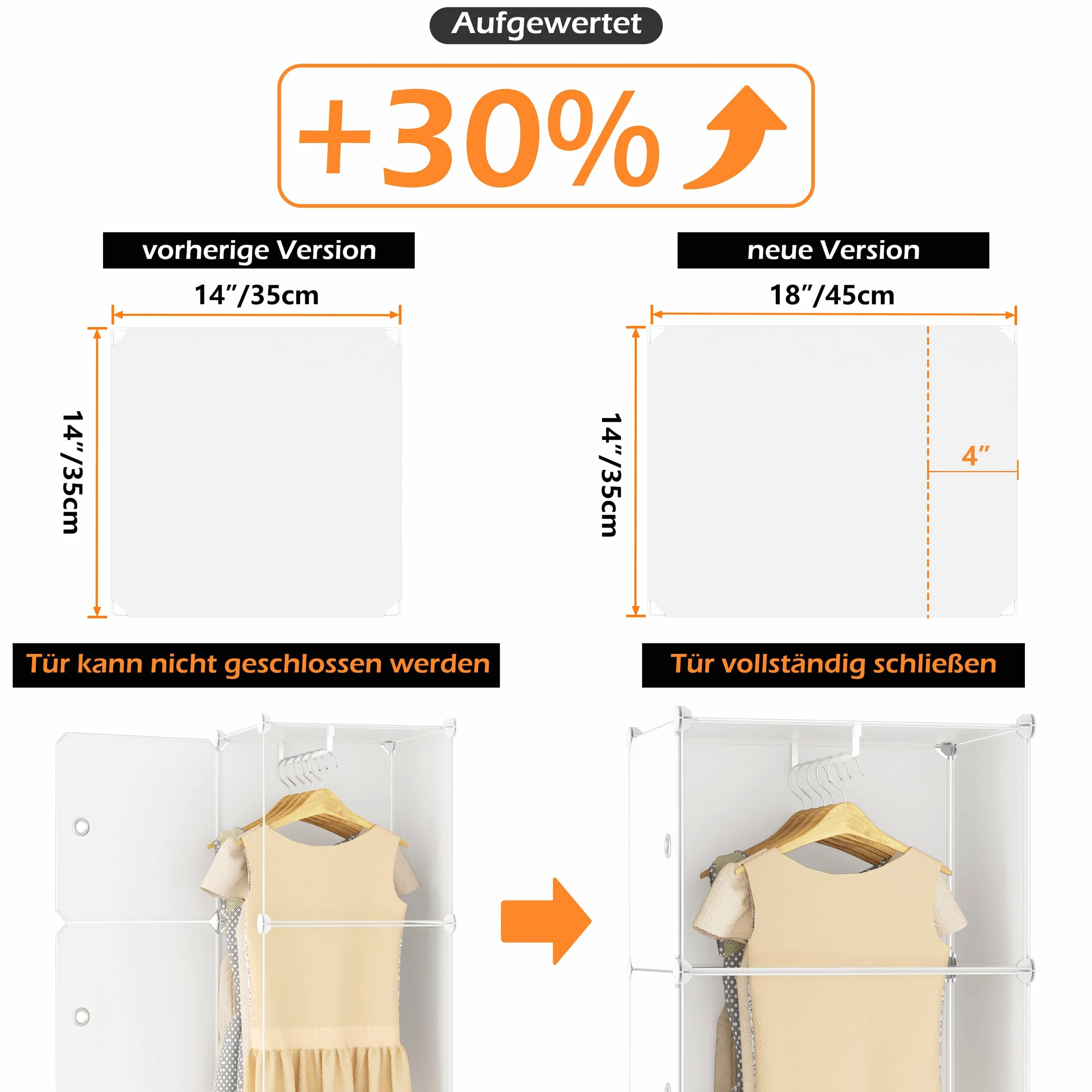 HOMIDEC Armario Modular, Guardarropa portátil de 20 Compartimentos para Dormitorio, Armario con Barra para Colgar Ropa, Compartimentos más Profundos Aptos para Perchas