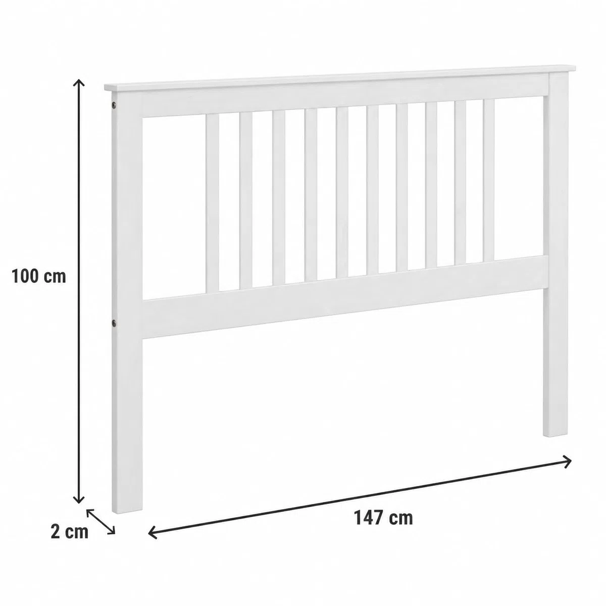 Cabecero de Cama Serie Tabac de Madera de Pino Macizo, Cabecero para Somier 135 cm, Acabado Blanco Lavado, Diseño Robusto y Funcional para Dormitorio