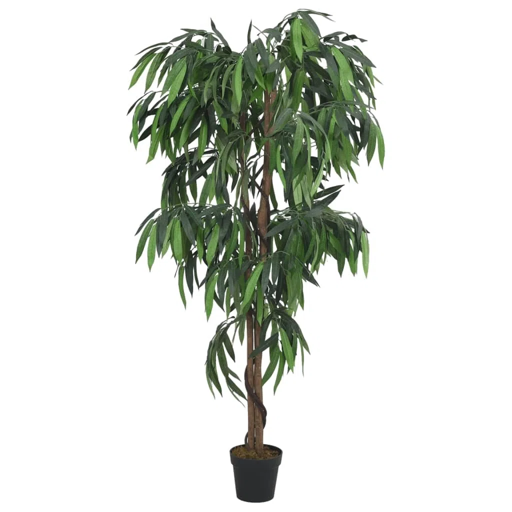 Árbol de Mango Artificial con 900 Hojas Verde 180 cm, Casa y jardín Decoración Flora Artificial, Verde, 8kg