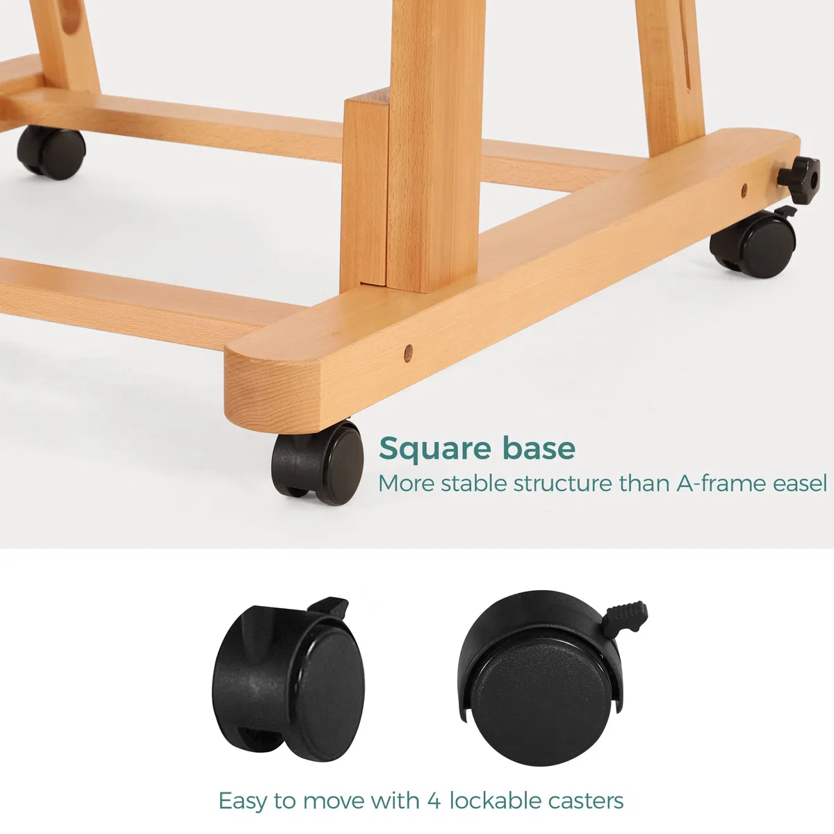 VISWIN Caballete Pintura en H Grande de Doble Mástil, Inclinable a Horizontal, Caballete Pintar Profesional Ajustable de Madera de Haya con 4 Ruedas & Bandeja para Adultos, Artistas, Pintor, Estudio