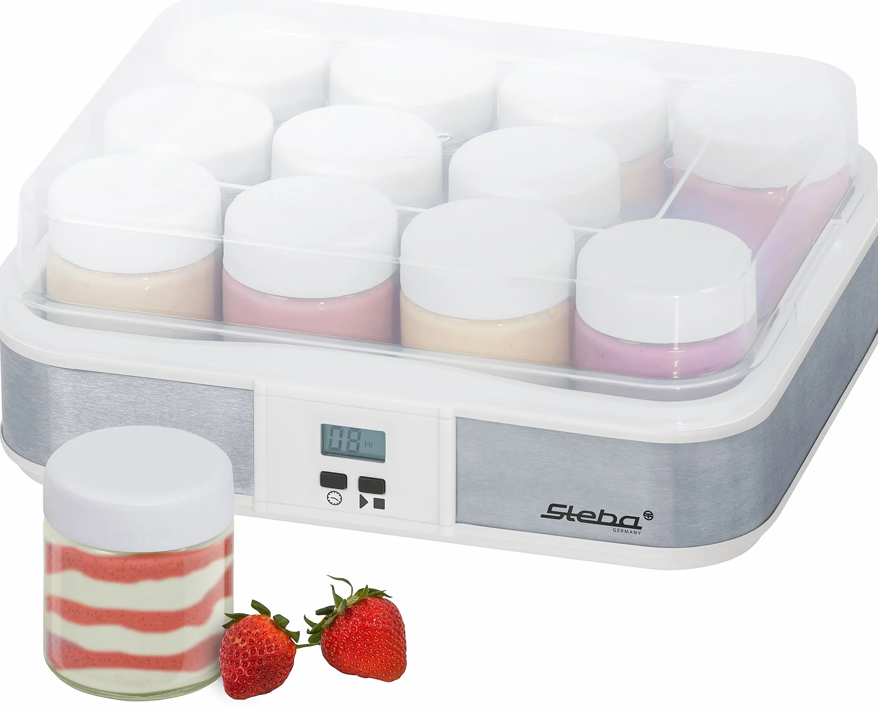 Steba JM 2 - Yogurtera, acero inoxidable, color blanco