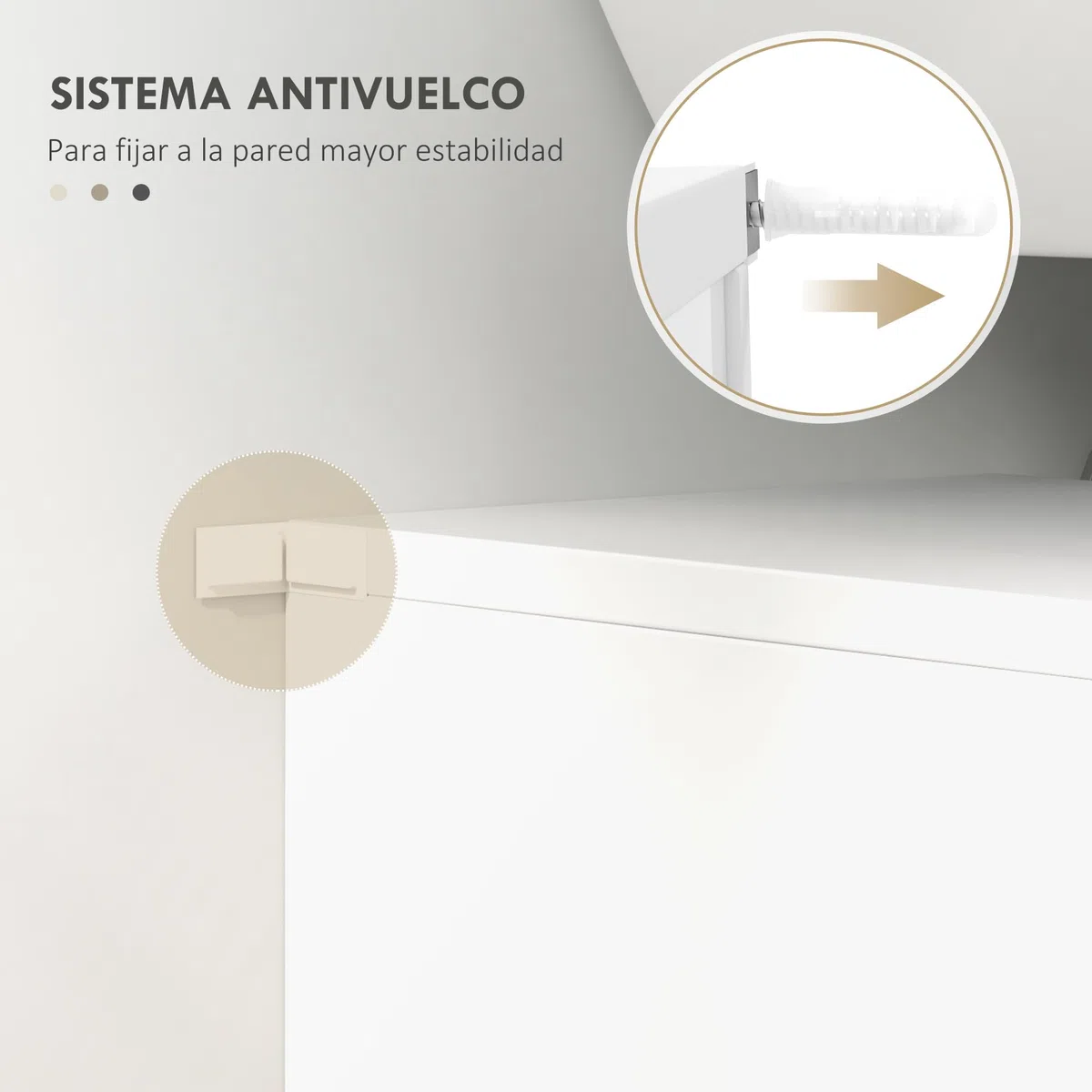 kleankin Mueble para Debajo del Lavabo Armario de Baño de Pared con 2 Puertas y Estante Interior Ajustable Estilo Moderno 60x30x62,5 cm Blanco