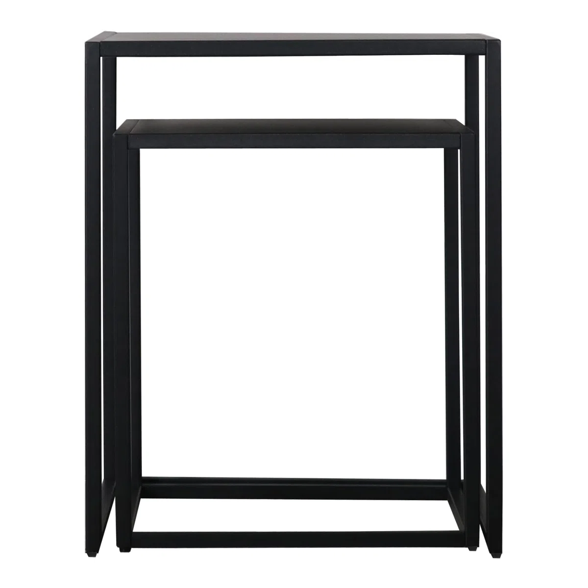 [en.casa] Set de 2 Mesas Auxiliares Nido Mesas Bajas Cuadradas en 2 Tamaños Diferentes para Salón 49 x 40 x 40 cm Acero - Negro Mate