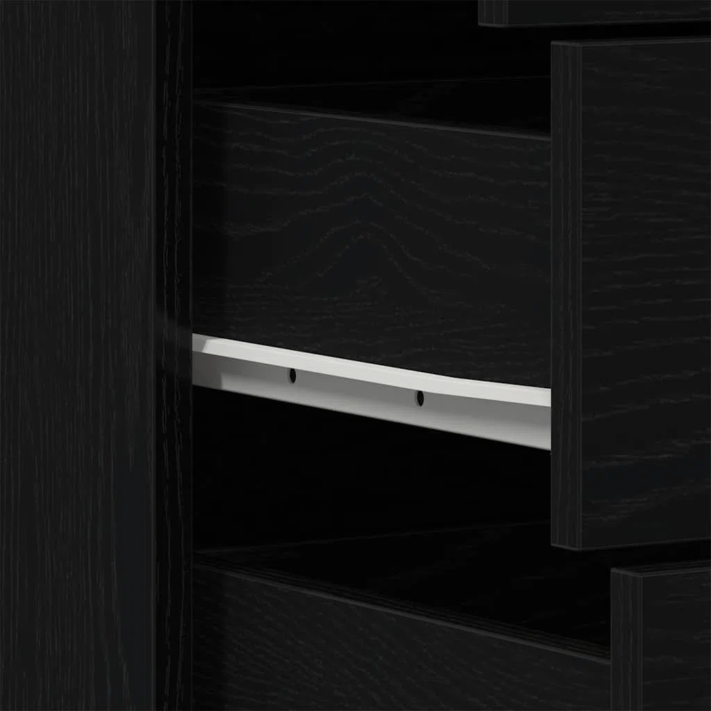 vidaXL Aparador con 6 cajones Roble Negro 50x34x96cm Madera ingeniería, Armario de almacenaje, Mueble aparador, Mueble de almacenaje de Cocina, bufé