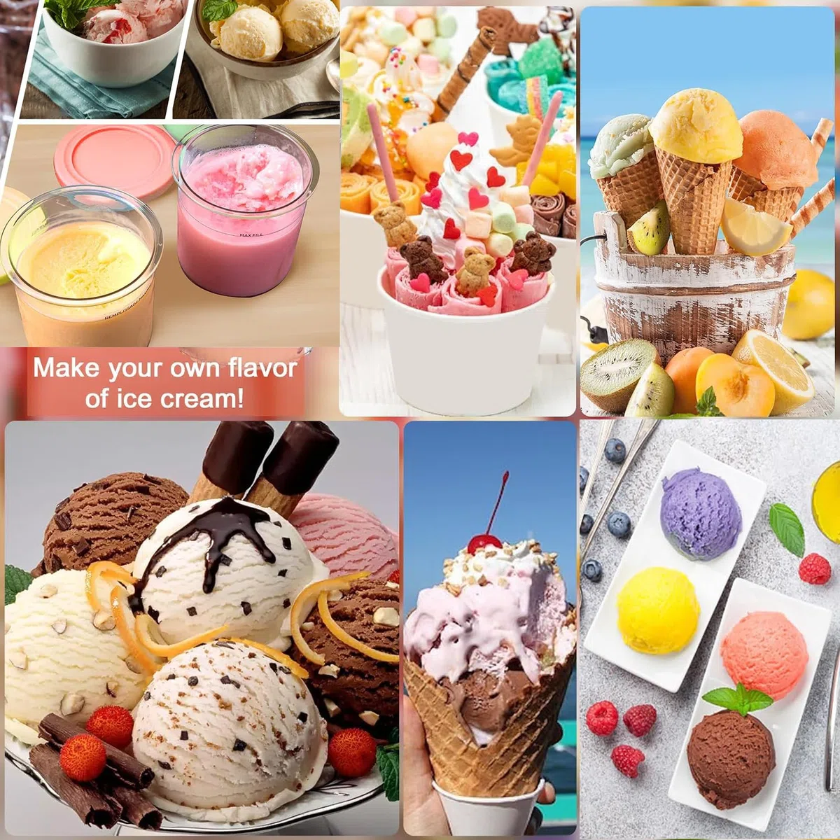 Paquete de 4 tinas de creami compatibles con Ninja CREAMi Ice Cream Maker NC300UK NC300UKCO NC300UKCP NC301 Series, para recipientes de pinta cremosa Ninja con tapas de color, sin BPA y apto para
