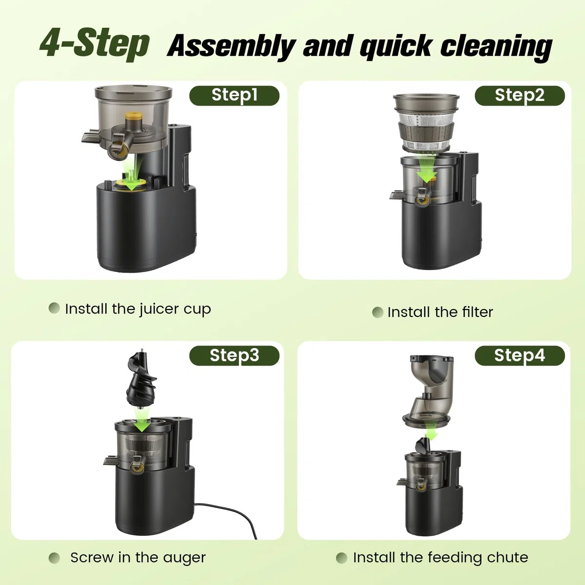Extractor de Zumos y Verduras con Boca XL de 140 mm, Motor de 500W, Licuadora Slow Juicer, Separación de Pulpa, Protección Infantil, Fácil Limpieza, Para Frutas y Verduras Enteras