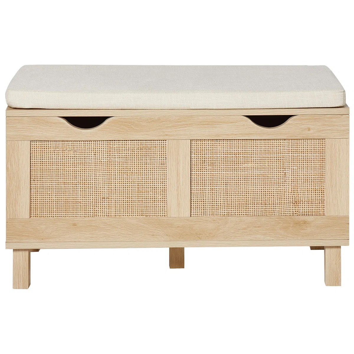 Beliani Banco con almacenaje Boho baúl Madera frentes Trenzados Madera Clara Washington