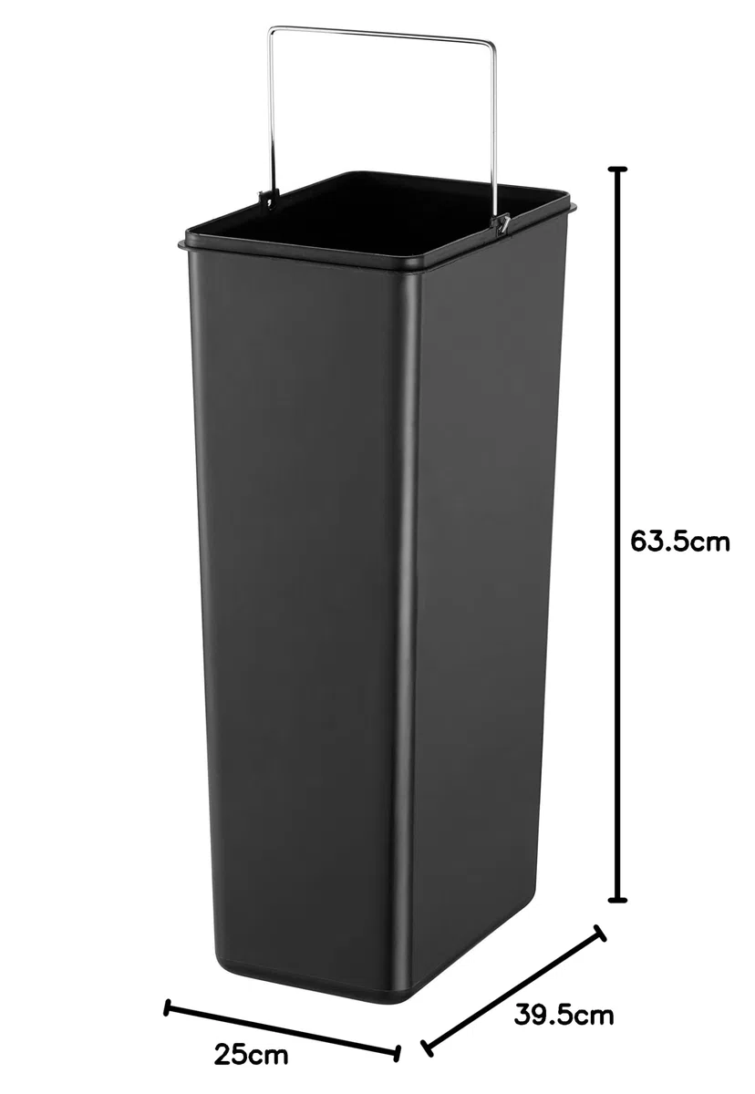 Cubo de Pedal estilizado de 20 LBlack+Decker BXBN0004GB con Tapa de Cierre Suave, Acero Inoxidable, 57,5 cm x 20 cm x 35 cm, Gris frío