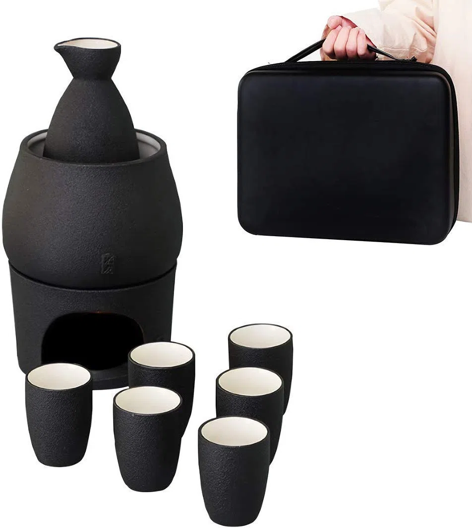 Juego de Tazas de Sake con Almacenamiento de cerámica más cálido Caja de Regalo Tradicional de Porcelana Juego de Bebida Caliente de cerámica Saki