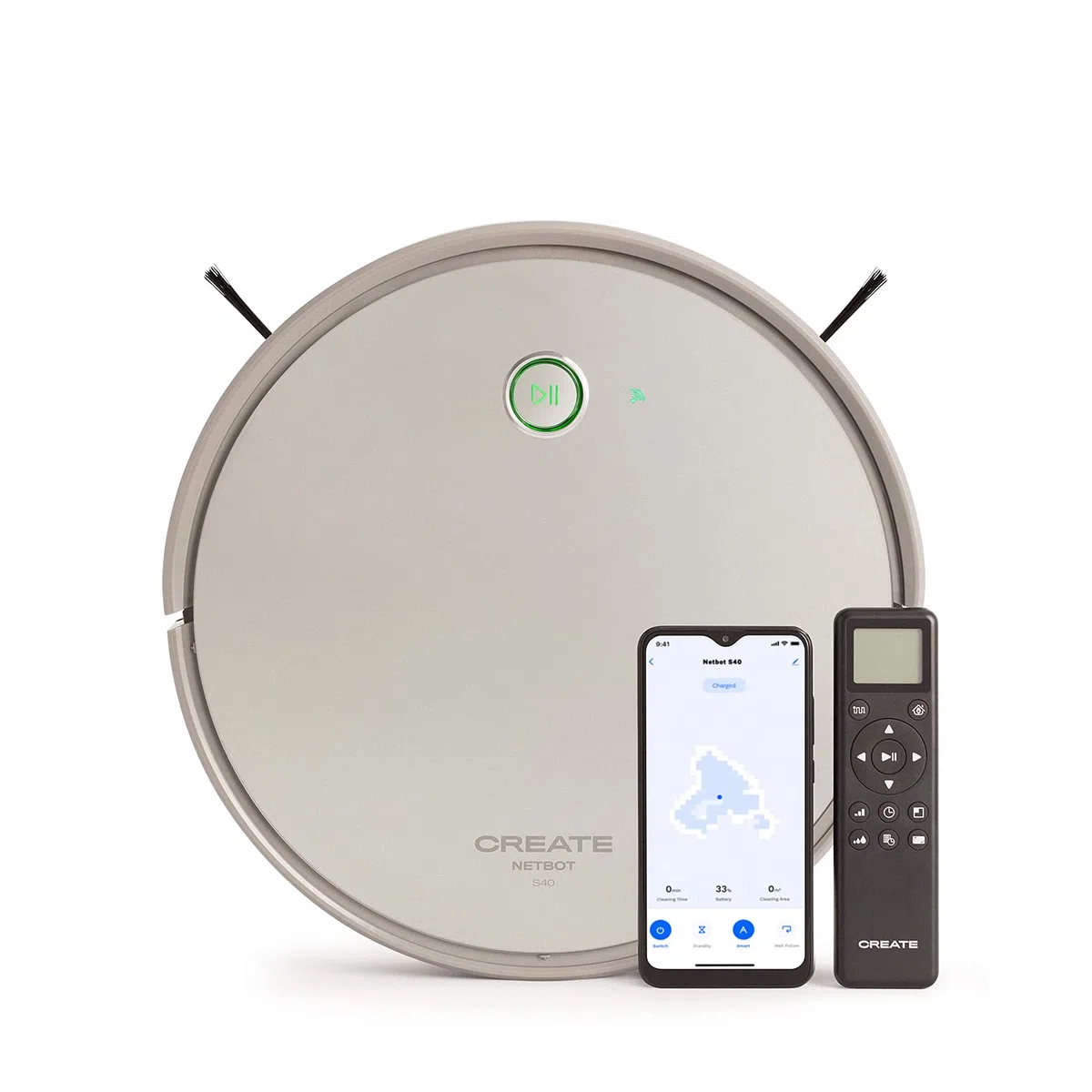 CREATE / NETBOT S40 / Robot Aspirador y fregasuelos Inteligente/Alta Potencia 4000Pa,con mapeo, WiFi, Alexa, App, Batería Larga duración 220 Minutos