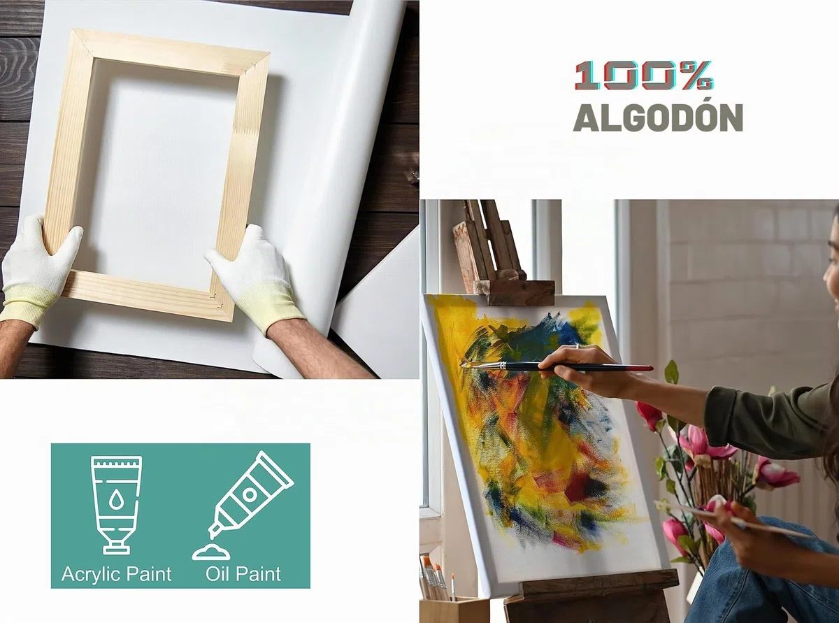 EXERZ Rollo de lona de algodón de 76cm x 10M, 330gsm - Lienzos enrollados - pintura acrílica, pintura al óleo, impresión de inyección de tinta