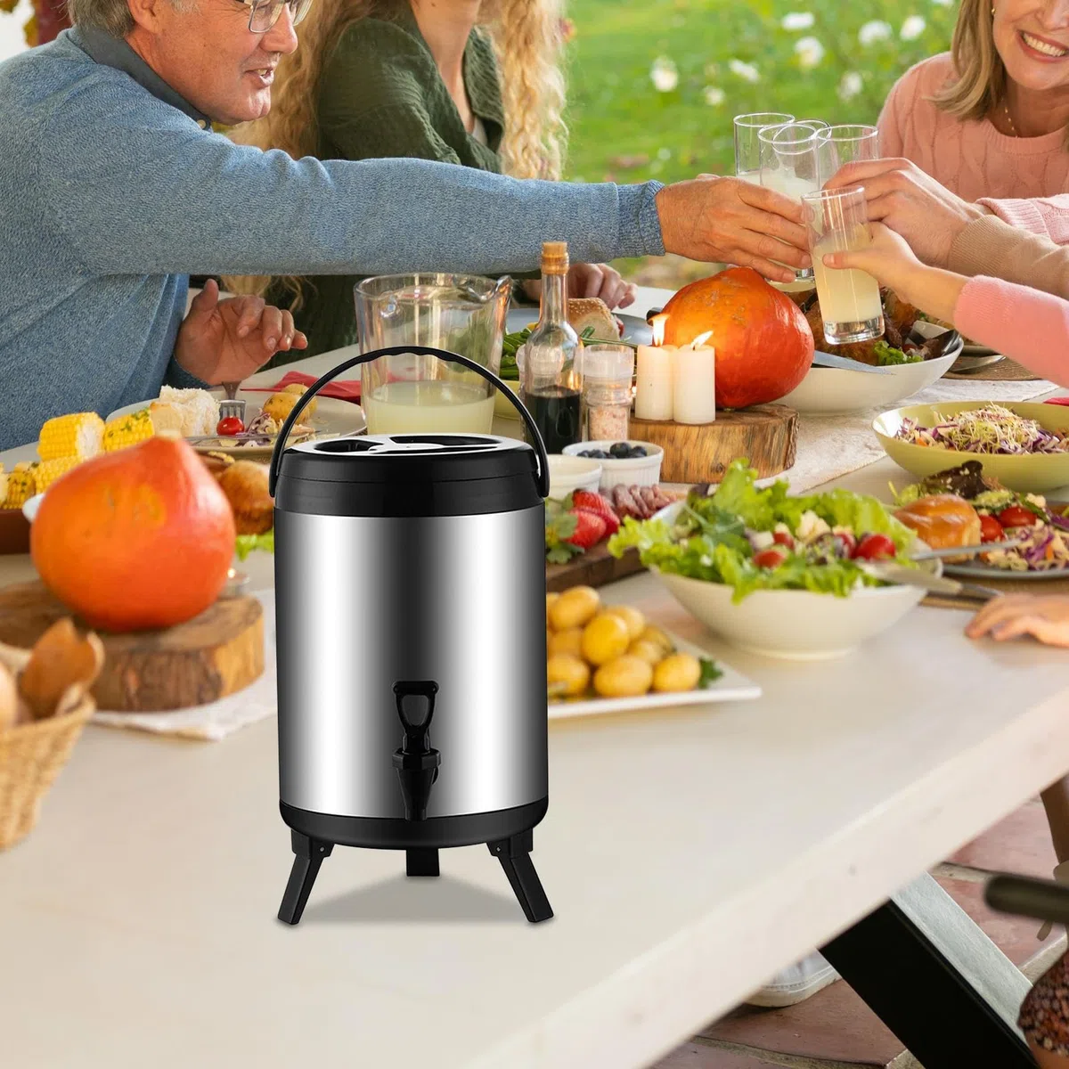 Recipiente térmico con grifo, termo de 10 l, jarra de café de acero inoxidable, jarra térmica para café, té o vino caliente, dispensador de bebidas frías, enfriador portátil para viajes