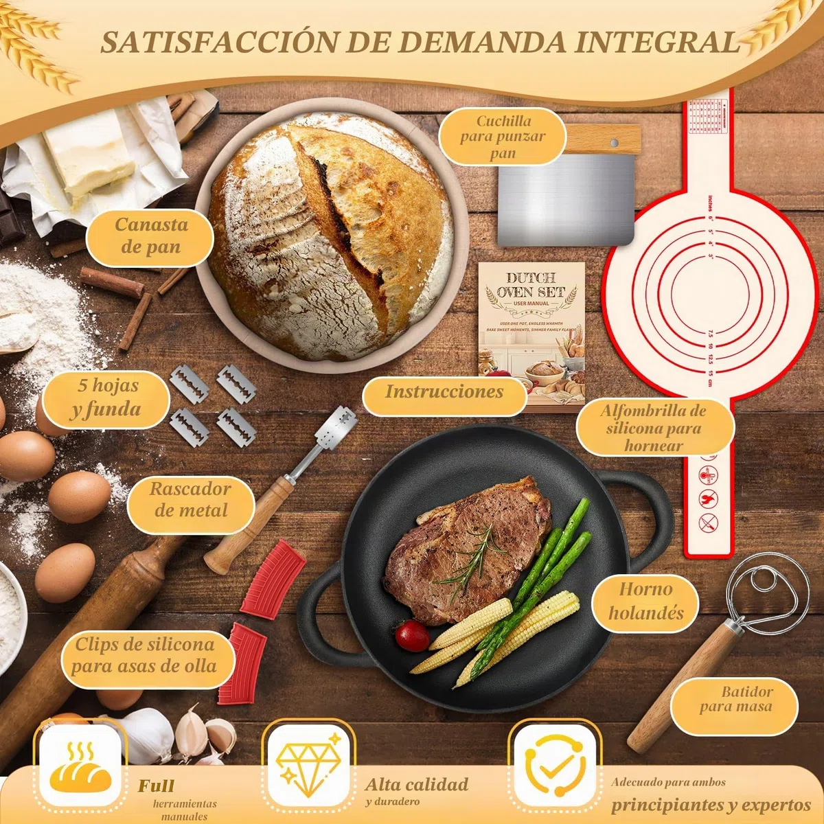 NZQXJXZ Olla de Hierro Fundido,Antiadherente Cacerola Holandesa de con Tapa,Dutch Oven para Pan para Asar-Cocinar Al Horno,Asar,Freír, Guisar,5 Quart