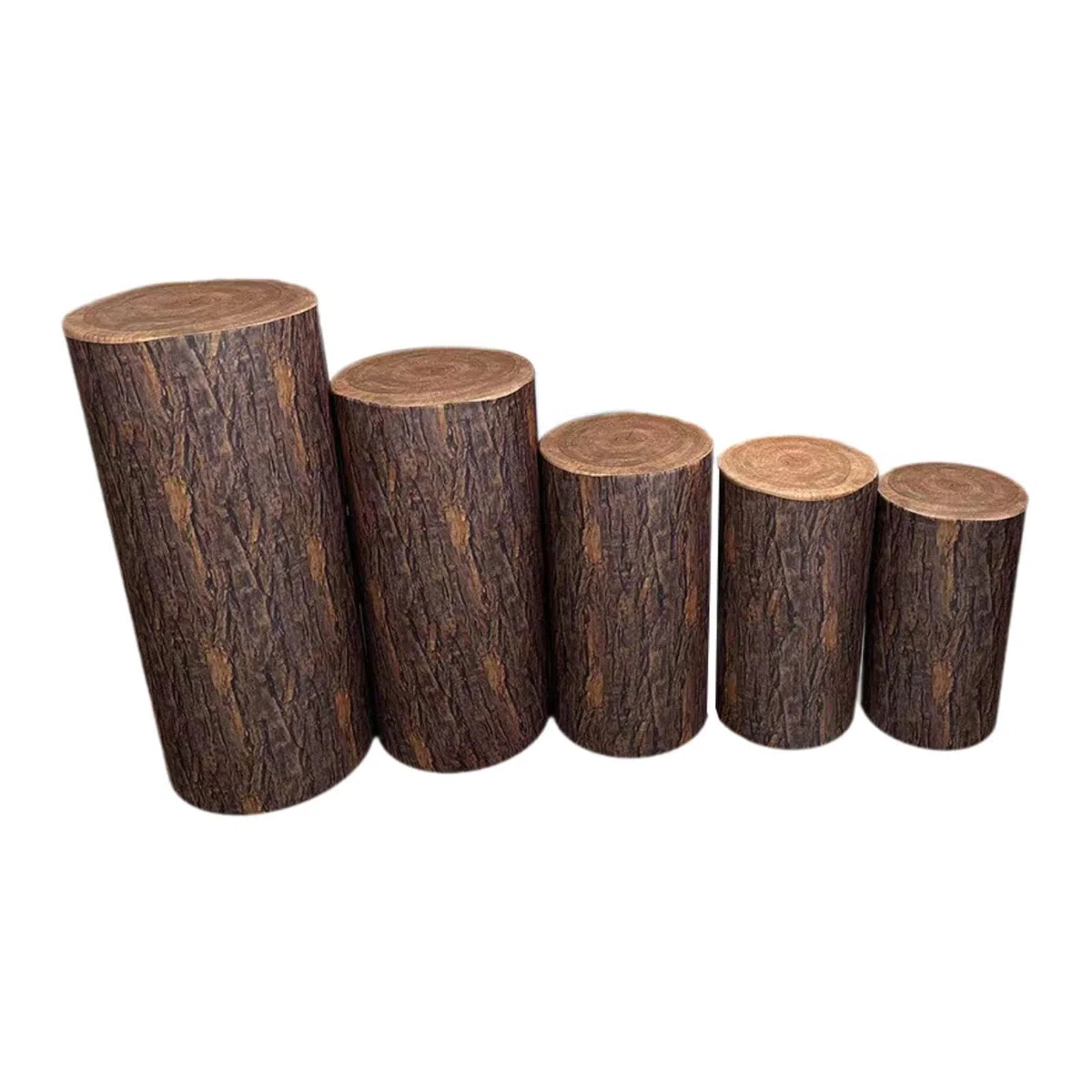 rockible 5 Fundas para Soportes Cilíndricos para Decoración de Bodas Y Fiestas, Grano de Madera