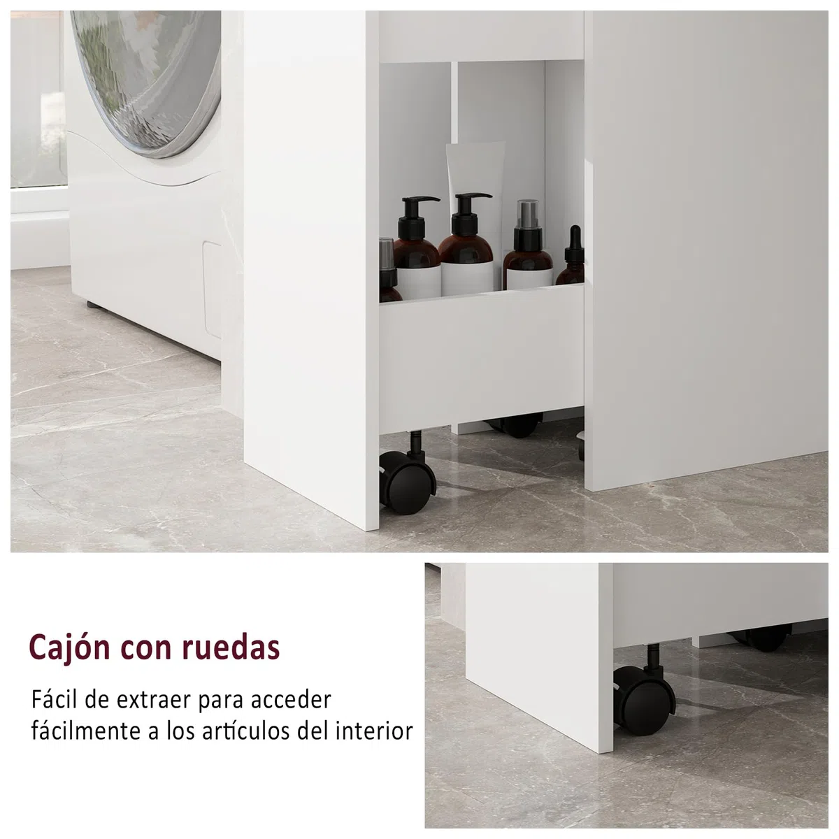 YU YUSING Mueble de Baño Estrecho de 23cm con 2 Cajones 4 Ruedas, Armario Alto Independiente con 3 Niveles Abiertos 167cm, Columna de Baño Blanco, Moderno para Salón Aseo Dormitorio