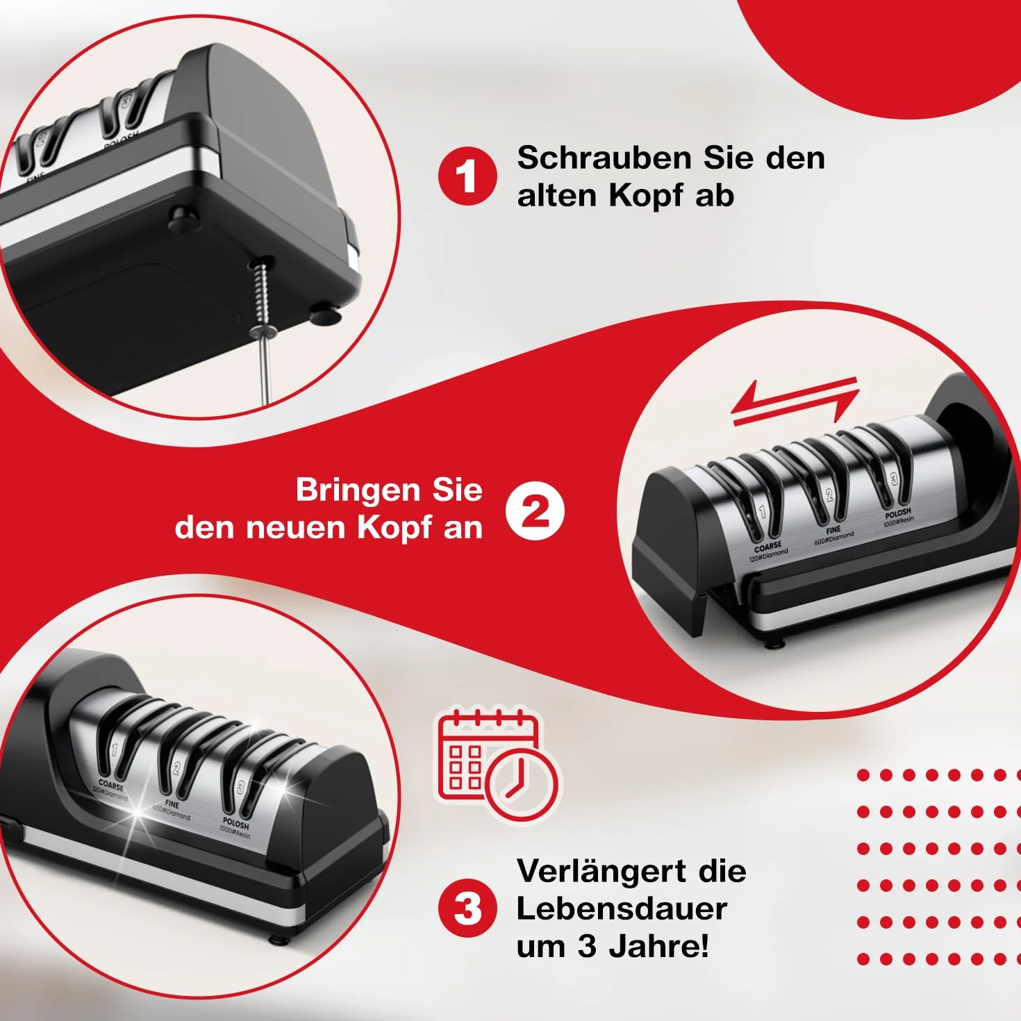 Afilador eléctrico profesional para cuchillos, cabezales de pulido reemplazables, abrasivos totalmente de diamante, guías angulares de precisión, compatible con filos dobles y filos ondulados