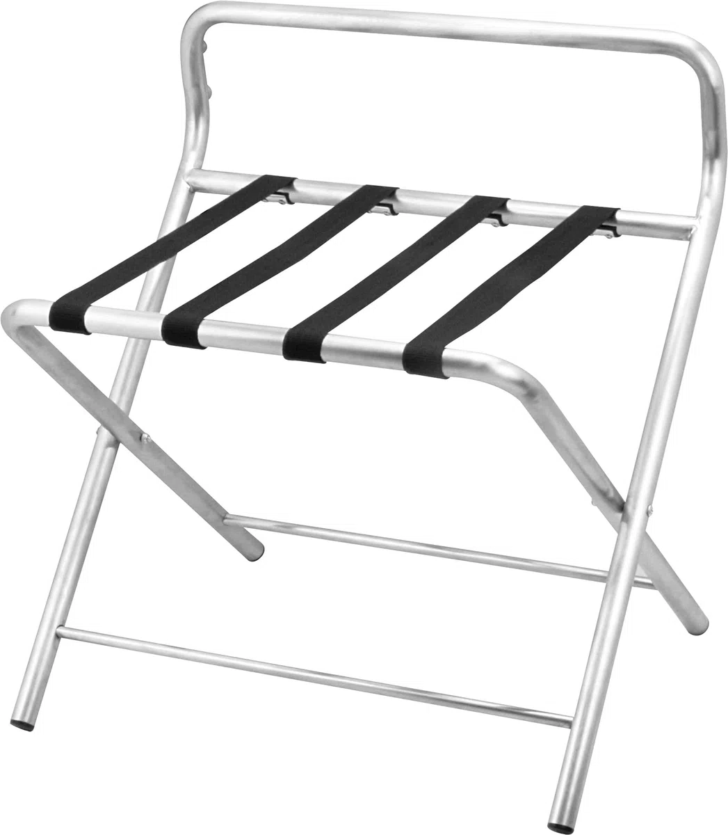 SARO AF 247 Portamaletas, acero inoxidable, plegable, 550 x 500 x 630 mm, 4 bandas textiles, diseño resistente