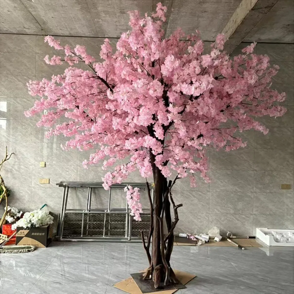 Árboles Flores de Cerezo Artificiales, Tronco de árbol y Flores realistas Hecho a Mano, para Hogar Salon Dormitorio Decoración de Bodas En Interiores y Exteriores,001,1.8x1.5m