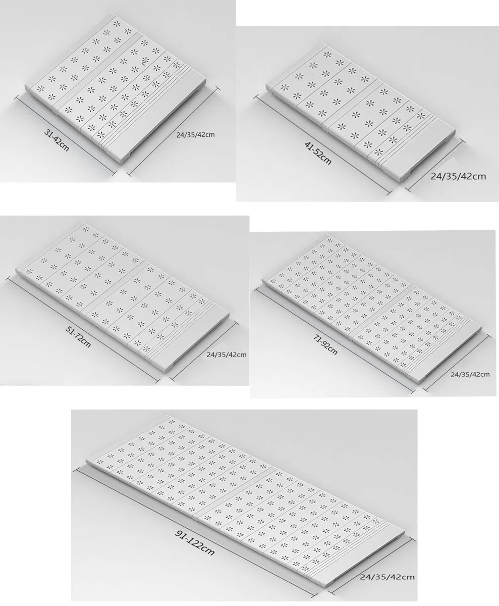 REHOOF Baldas Armario Interior Extensible, Estantería De Almacenamiento De Metal Organizador De Gabinete Telescópicos Separador DIY Divisor para Armario, Cocina, Baño, Refrigerador W24cm,L 91-122cm