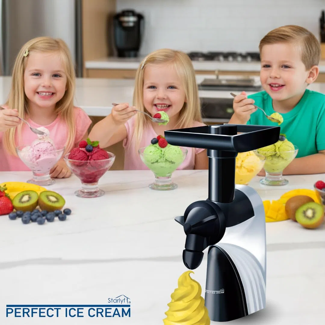 Máquina de Helados STARLYF PERFECT ICE CREAM, Máquina para hacer helados con Fruta, máquina de helados y sorbetes, muy fácil de Usar, 100% Natural, Gluten Free, Ideal Batidos
