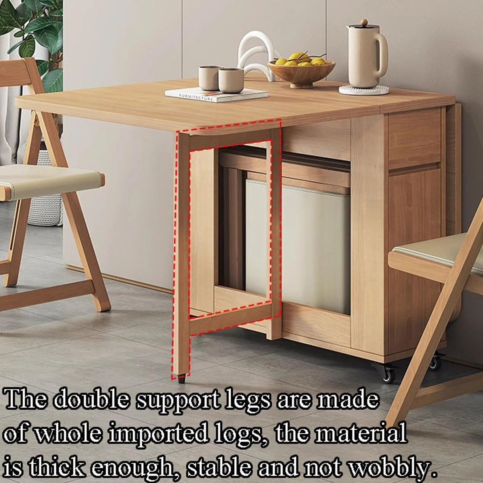Genérico Juego de Mesa de Comedor Plegable con 4 sillas. Las sillas se Pueden Guardar Dentro de la Mesa. con Patas Ajustables. Fácil Montaje. Ahorra Espacio. Ideal para el Comedor o la Cocina