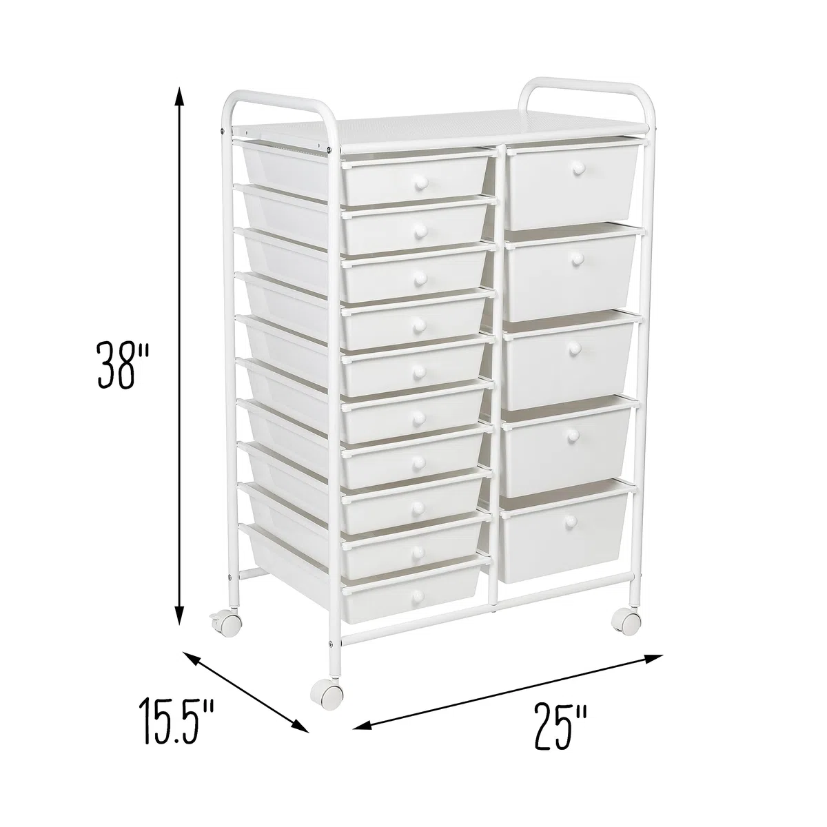 Honey-Can-Do Carrito de almacenamiento de metal con 15 cajones, blanco, acero