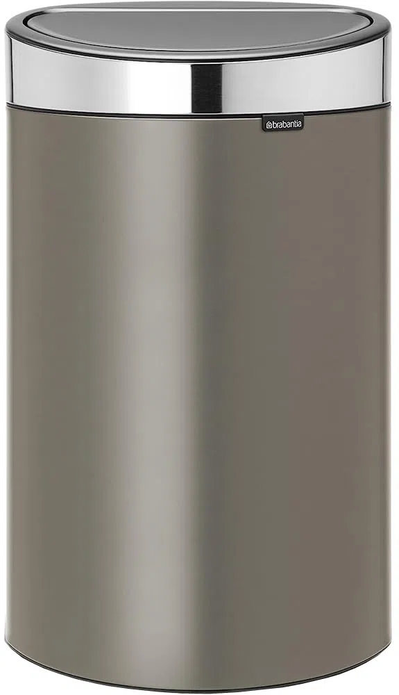 Brabantia Touch Bin Cubo de Basura, Stainless Steel, Platinum y Tapa Acero Mate, 40L