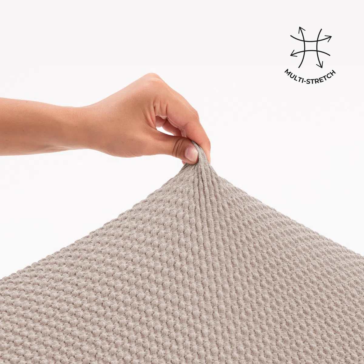 Funda Sofá Multi-Elástica Forma, 3 Plazas de 180 a 230 cm, Color Lino, Tejido Jacquard Premium con Ajuste Natural, Fabricada en España, Certificada Oeko-Tex®