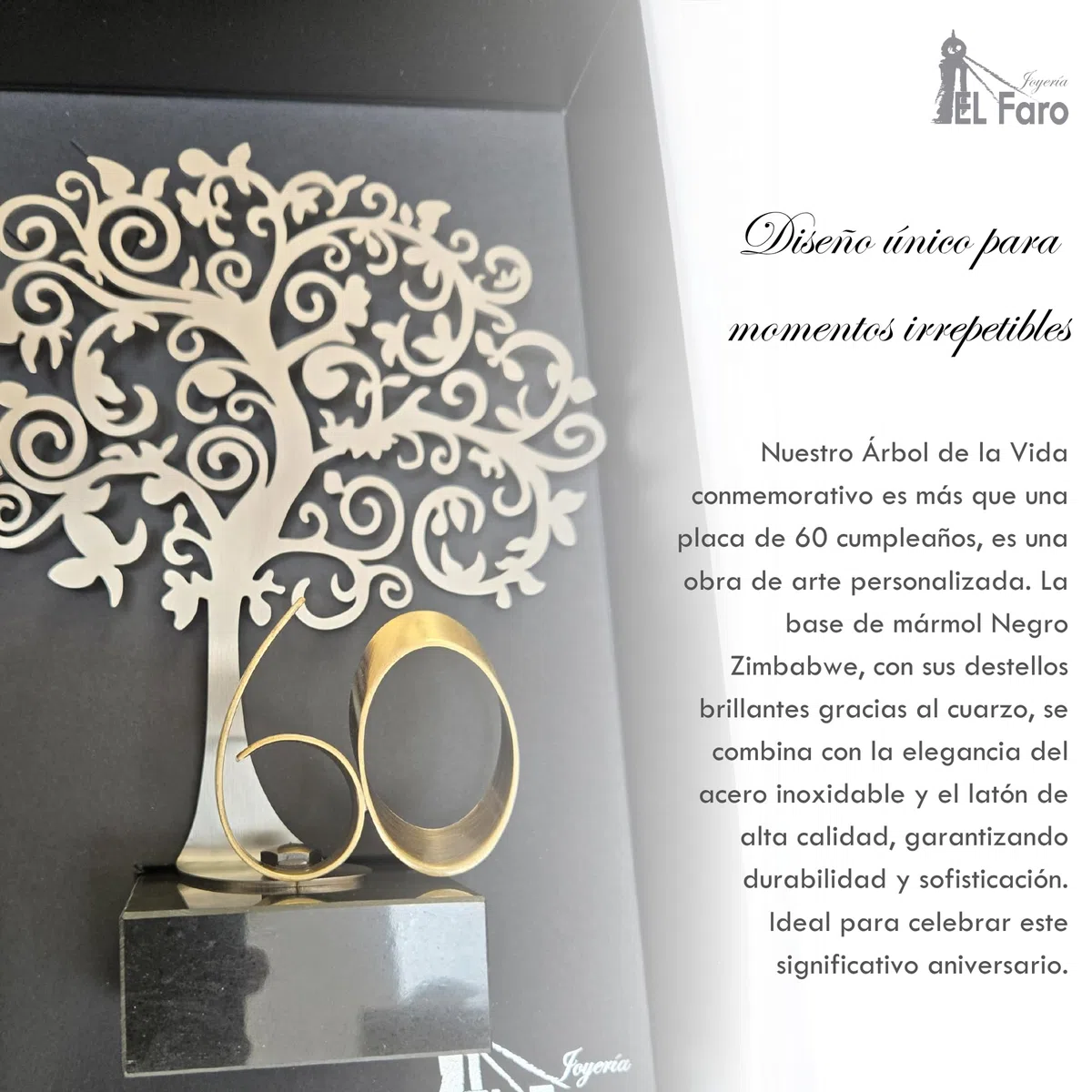 JOYERIA EL FARO | Regalo Original de cumpleaños | Placa Conmemorativa Personalizada con Grabado y Estuche Premium | Un Detalle único y Especial (60 cumpleaños)