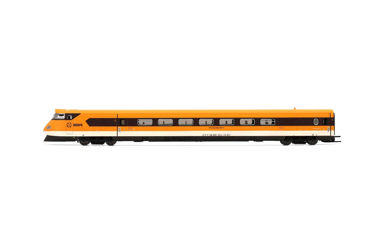 Electrotren HE2016 RENFE, basculante de Alta Velocidad EMU Clase 443, con Techo Amarillo y Logo Antiguo, EP. IVA Loco, Eléctrica