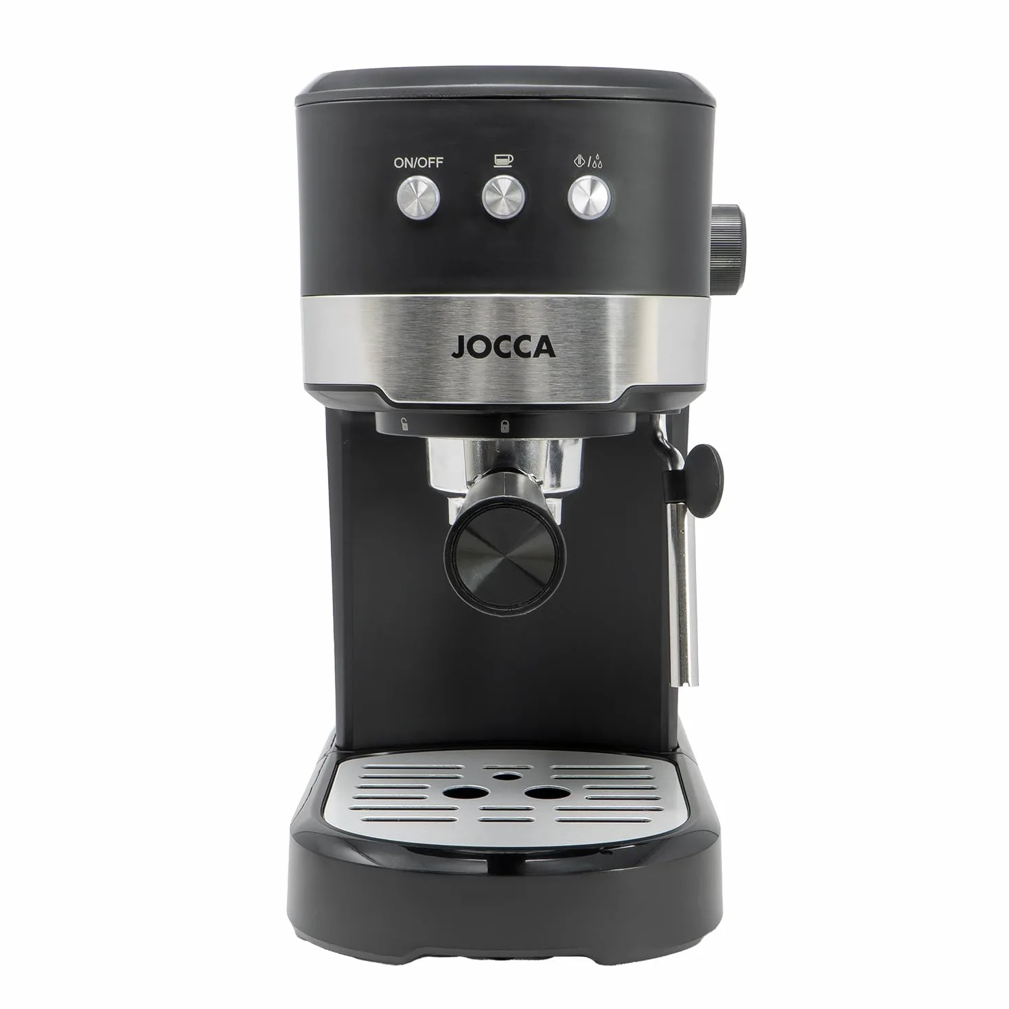 Jocca – Cafetera Espresso 20 Bares con Vaporizador | 1100W | Depósito 1,25L Desmontable | Metal | Color Negro | Preparación de 1 o 2 Tazas