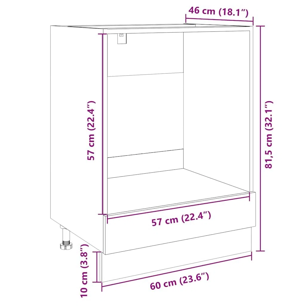 vidaXL Armario de Horno Madera contrachapada Color Roble 60x46x81,5 cm, Mueble de Horno, Armario de Cocina, Armario de Almacenamiento
