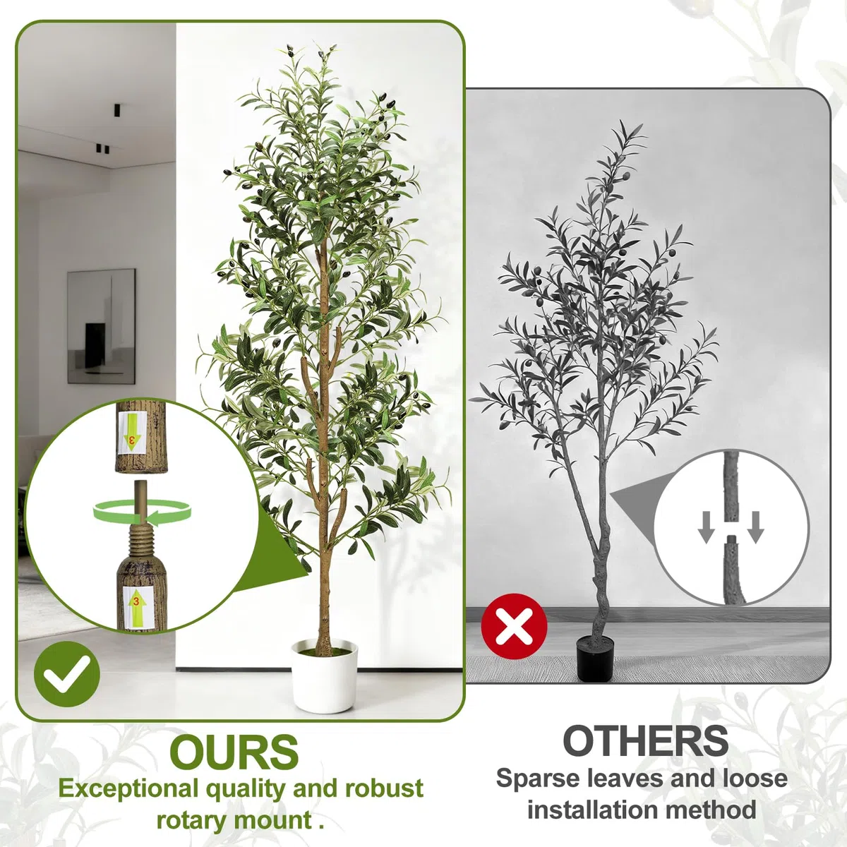NZQXJXZ Olivo Artificial 180 cm con Luces, Plantas Artificiales Decorativas con Maceta y Cesta, Planta Artificial Grande con Tronco Natural y Frutos para Hogar Oficina