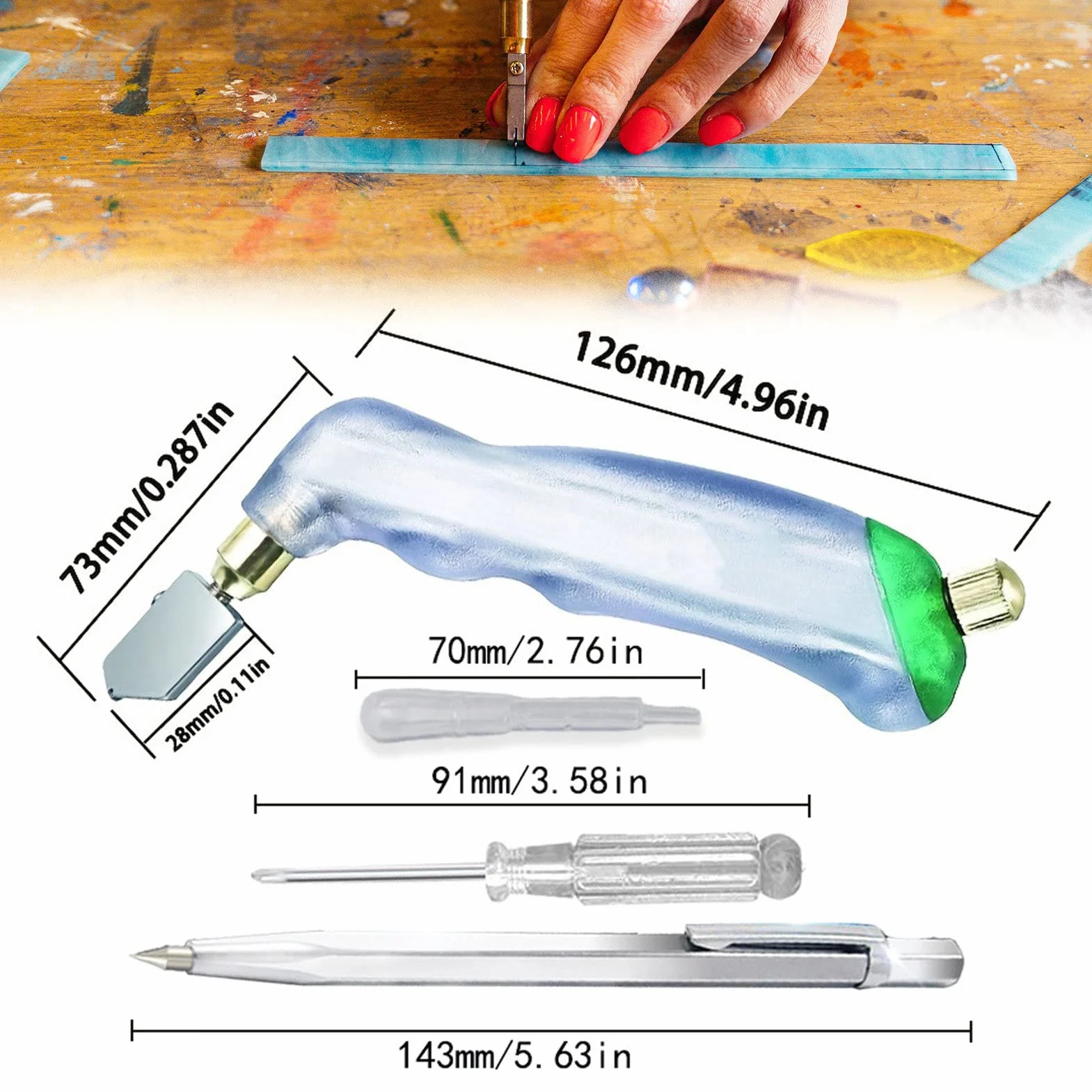 Kit de vidrieras, Herramienta para vidrieras de Bricolaje, Bolsa de Herramientas de Soldadura, Herramientas de lámina de Cobre, Kit de Herramientas para Cortar Vidrio, ju