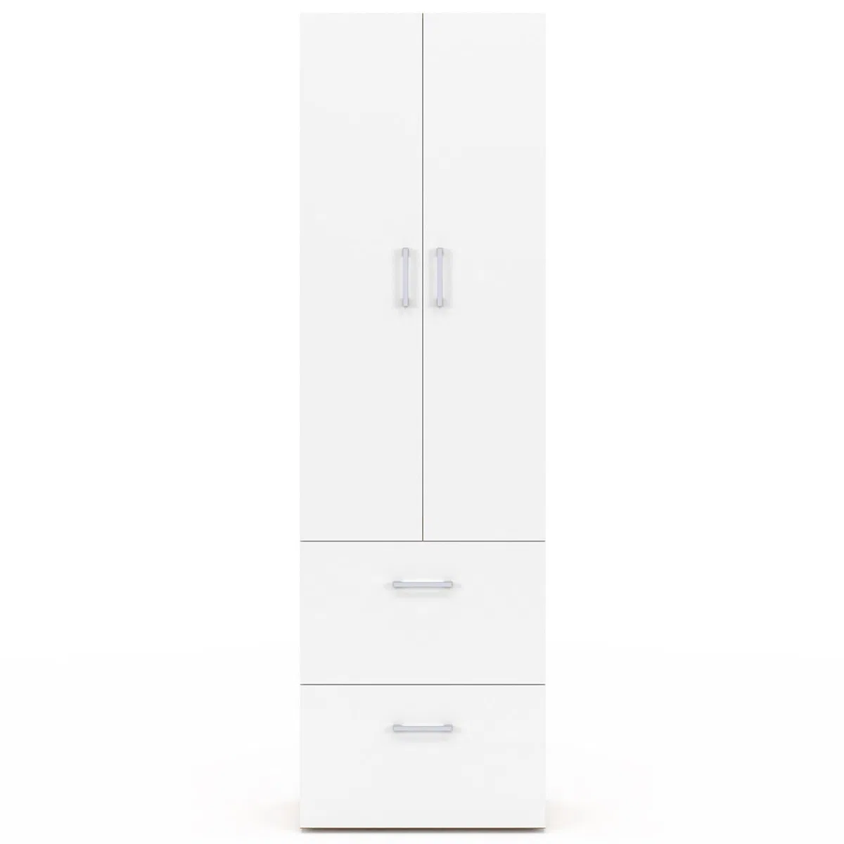 IDMarket - Armario Juliana de 2 puertas blanco y madera armario 50 cm con 2 cajones