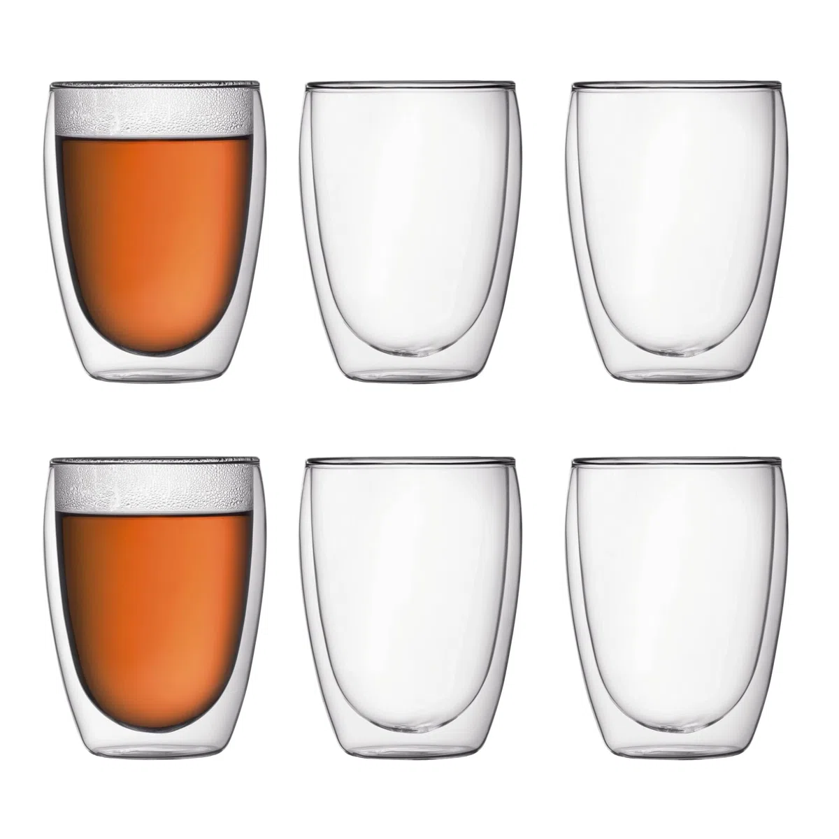 Bodum Pavina - Set de 6 Vasos térmicos, 0,35 l, borosilicato, Transparentes