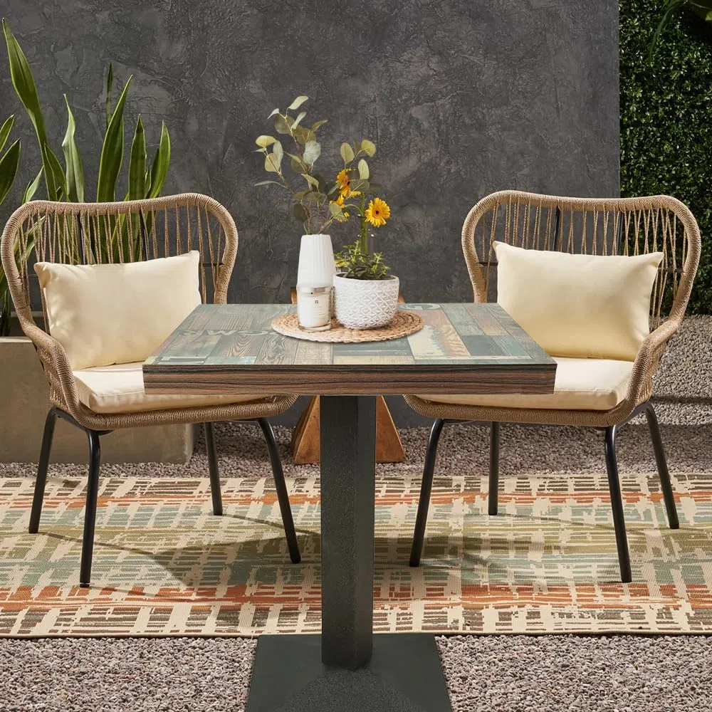 Mesa alta de metal para 4 personas, mesa alta para cena, restaurante, casa, interior, comedor, 60 x 60 x 75 cm (parquet)