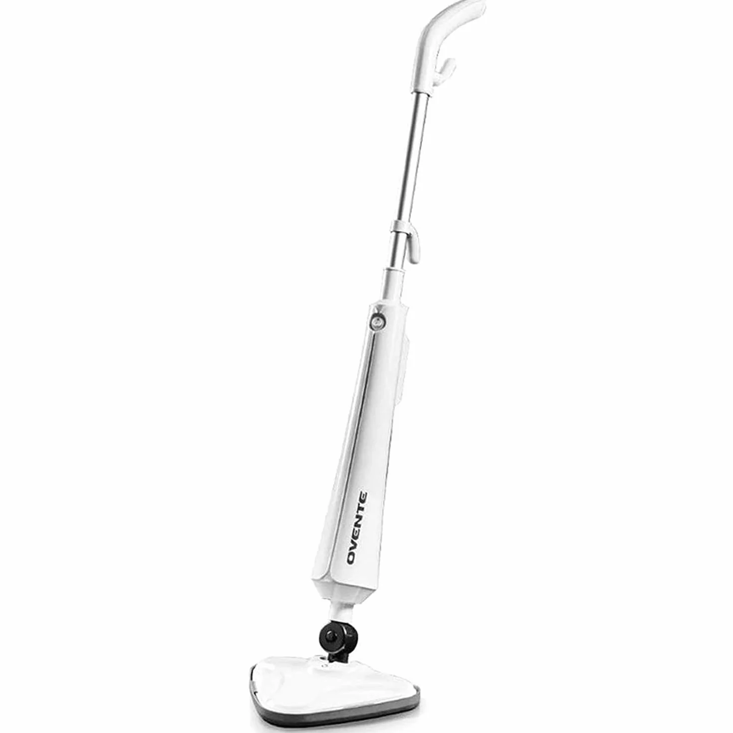 OVENTE Limpiador eléctrico a vapor, vaporizador de 1300 W para limpiar azulejos y suelos de madera dura con cabezal giratorio, tanque de agua recargable y almohadilla de microfibra, ideal para