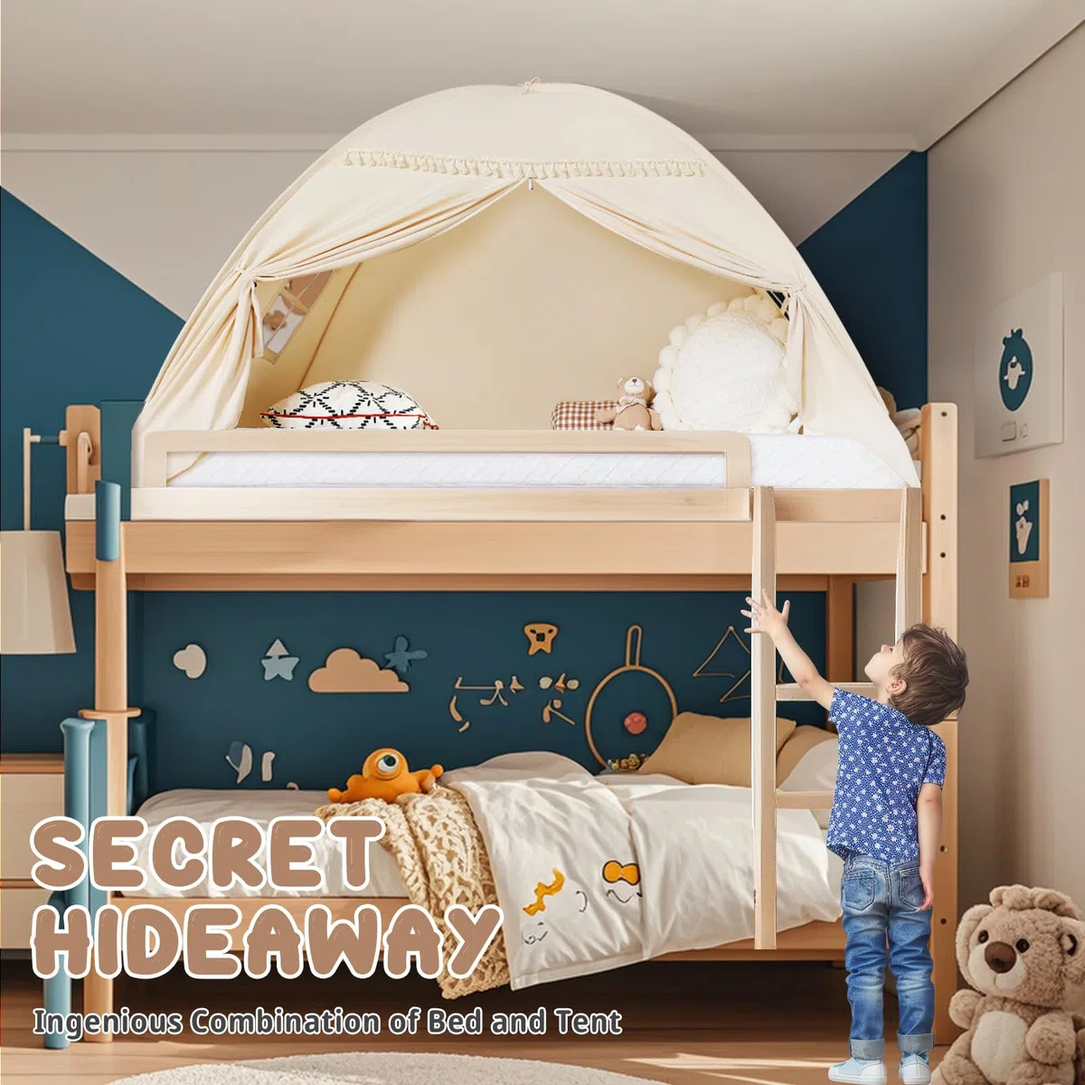 Sumbababy Tipi para Niños en Interiores: Tiendas de Campaña para Niños con Dosel Doble, Tipi para Niños y Niñas, Casa de Juegos para Bebés en el Interior para Dormir para Sala de Juegos